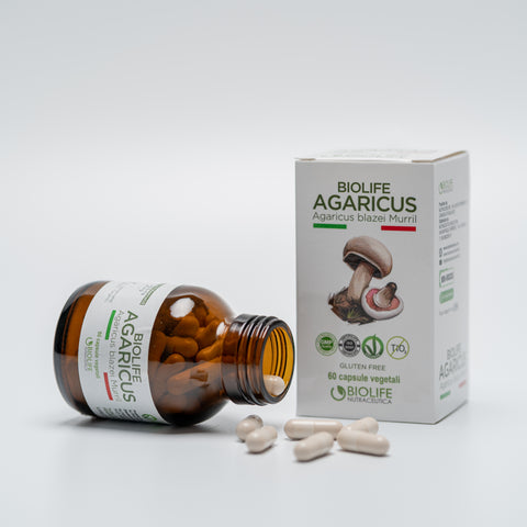 Agaricus blazei murrill | 60 capsule da 500mg | Supporto Sistema immunitario| Titolato 10% in polisaccaridi | Prodotto VEGANOK