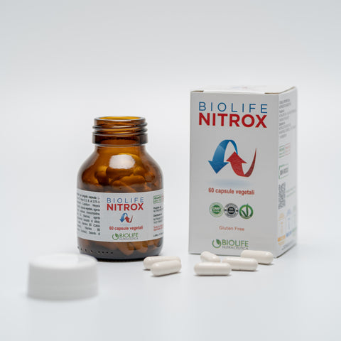 Biolife Nitrox | 60 capsule vegetali da 550 mg | Integratore di L-Arginina e Maca Aumenta le prestazioni VASODILATATORE