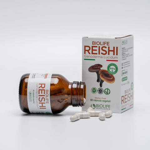 Biolife Reishi | 60 capsule da 500mg | NUOVO REISHI TITOLATO 50% in POLISACCARIDI | Ganoderma lucidum di qualità | Prodotto VEGANOK |