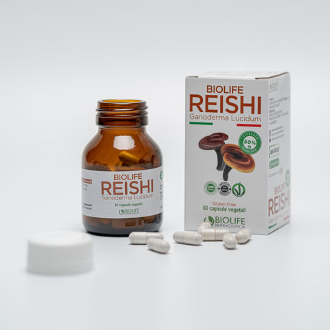 Biolife Reishi | 60 capsule da 500mg | NUOVO REISHI TITOLATO 50% in POLISACCARIDI | Ganoderma lucidum di qualità | Prodotto VEGANOK |