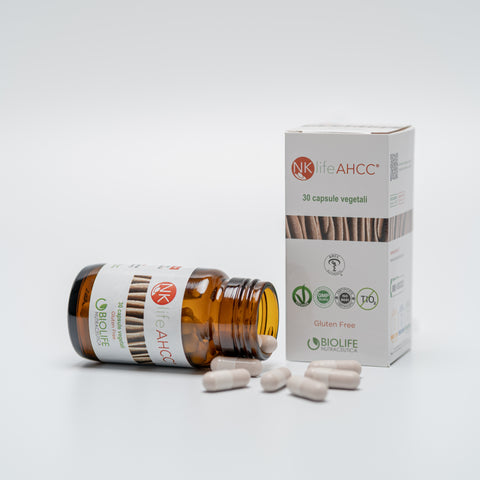 NKlife AHCC® 30 capsule da 600mg | Certificato AHCC Authentic® | Consigliato come supporto Sistema immunitario | 100% estratto di Fungo Shiitake Lentinula Edodes | Prodotto VEGANOK