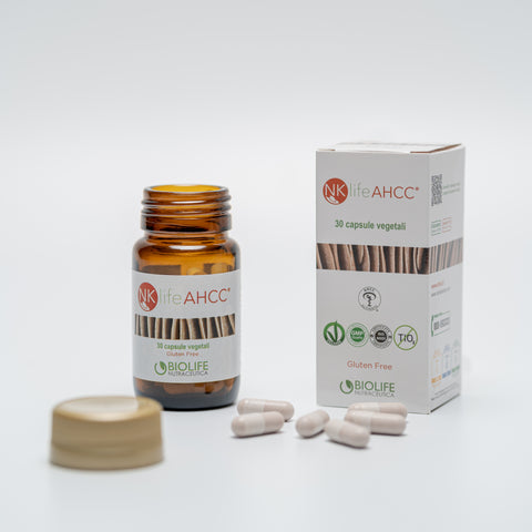 NKlife AHCC 30 cps 600mg - Estratto Shiitake Certificato AHCC Authentic - Supporto Immunitario
