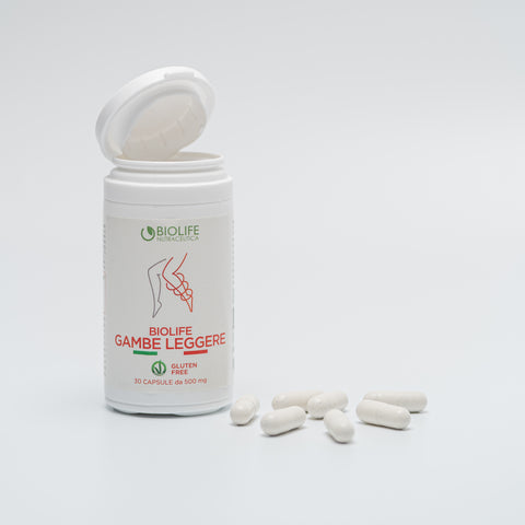 Biolife Gambe Leggere | 30 capsule  da 500mg | Integratore di Rusco, Rutina e Diosmina per la Circolazione | Contro le gambe gonfie e pesanti | Prodotto VEGANOK