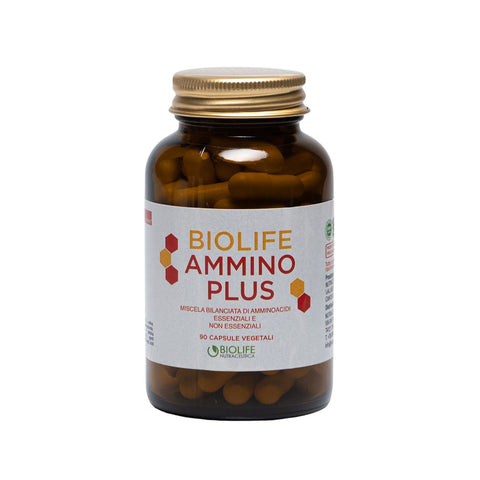 Biolife Ammino Plus | Miscela bilanciata di amminoacidi essenziali e non essenziali | 90 capsule