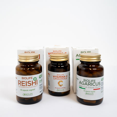 Biolife Kit02 – Difese Immunitarie, Allergie e Asma con Reishi, Agaricus e Vitamina C
