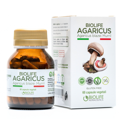 Agaricus blazei murrill |  60 capsule da 500mg | Supporto Sistema immunitario| Titolato 10% in polisaccaridi | Prodotto VEGANOK