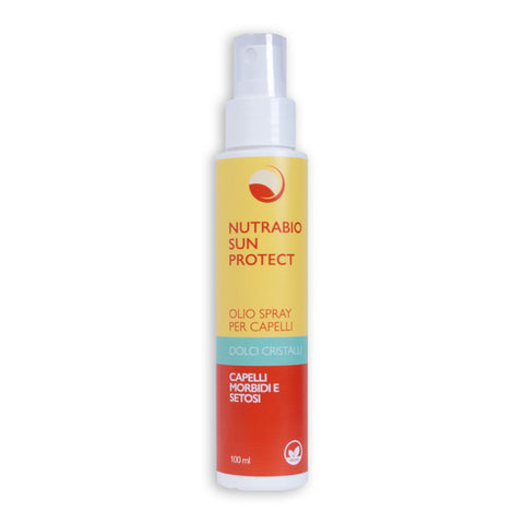 NUTRABIO SUN PROTECT | Olio spray per capelli | Dolci Cristalli | Capelli Morbidi e setosi | 100 ml