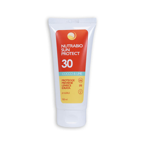 NUTRABIO SUN PROTECT | Crema protezione solare SPF 30 | Cocco & Lime | Protegge Previene Lenisce e Idrata | 100 ml