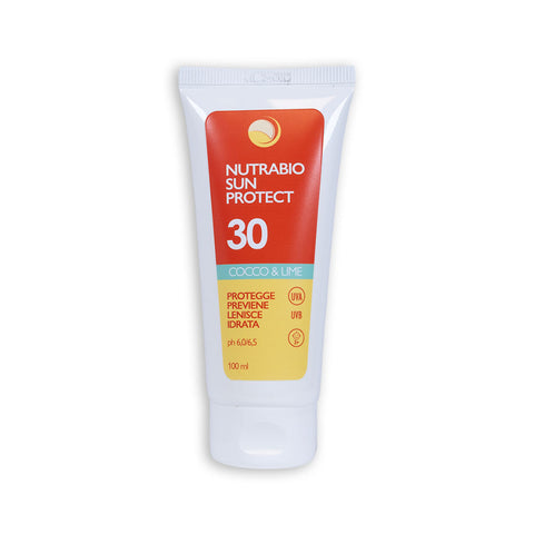 Nutrabio Sun Protect SPF 30 100ml - Crema Solare Cocco & Lime - Previene, Idrata, Lenisce