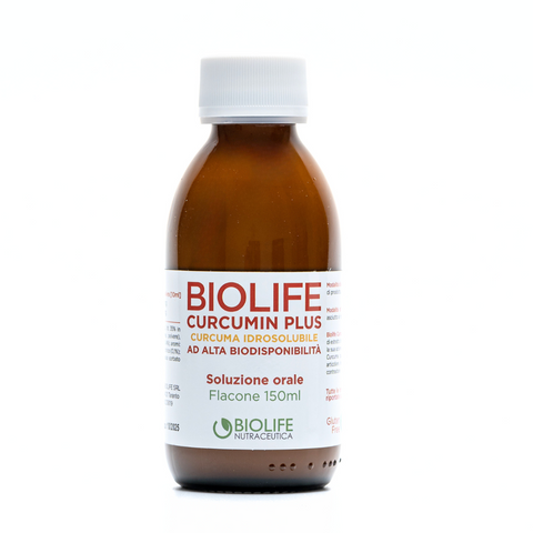 Biolife Curcumin Plus | Nuova Formulazione Curcuma Liquida | Flacone in vetro da 150 ml |  Massima Biodisponibilità | VEGANOK