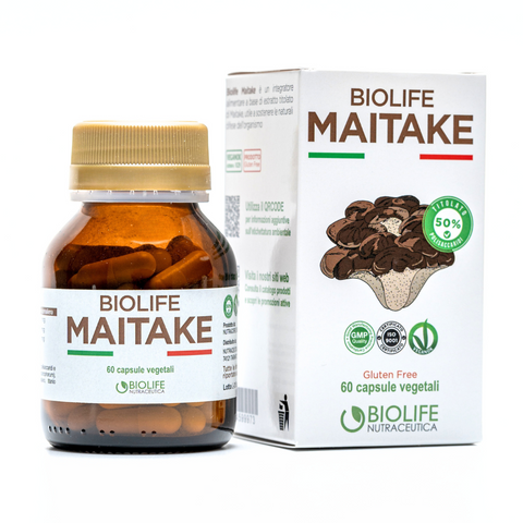 Biolife Maitake | 60 capsule da 600mg | Titolato al 50% in polisaccaridi e 30% Betaglucani | Prodotto VEGANOK