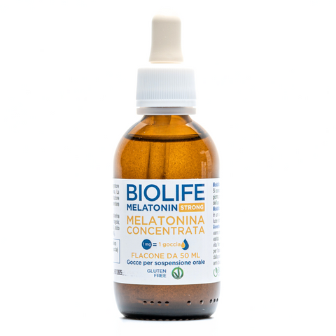 Biolife Melatonin Strong | Melatonina PURA in gocce | Flacone in vetro da 50ml | Prodotto ad alta concentrazione 1 Goccia - 1mg | Prodotto VEGANOK