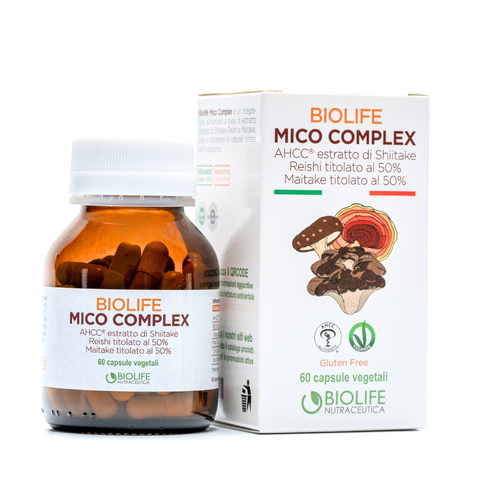 Biolife Mico Complex 60 Capsule - AHCC, Reishi tit. 50% e Maitake tit 50% in polisaccaridi e 30% Betaglucani - Supporto Micoterapico Avanzato