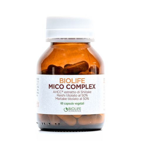 Biolife Mico Complex 60 capsule da 500 mg | AHCC Authentic®, Reishi titolato al 50%  e Maitake titolato al 50% | Potente supporto micoterapico