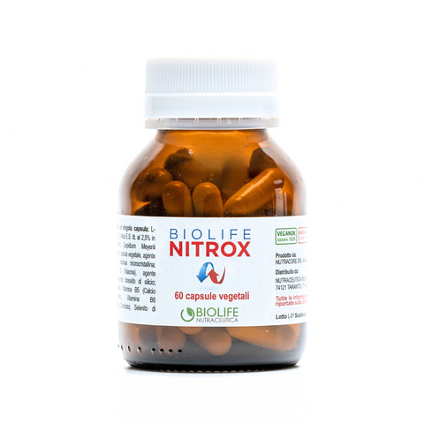 Biolife Nitrox | 60 capsule vegetali da 550 mg | Integratore di L-Arginina e Maca Aumenta le prestazioni VASODILATATORE