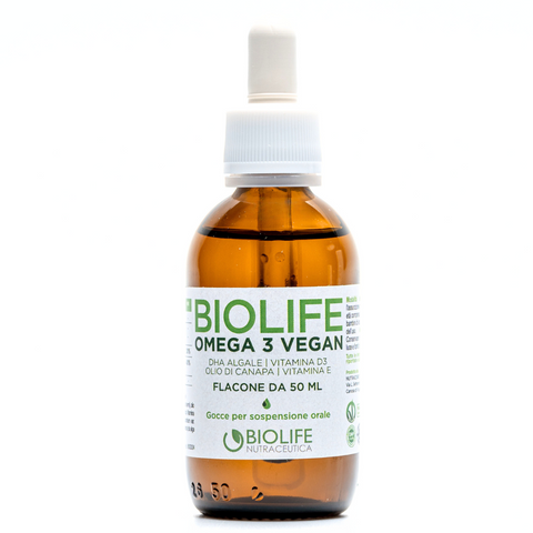 Biolife Omega 3 Vegan in gocce | Olio di Canapa, DHA, Vit. E e Vit. D3 | Certificato VEGANOK