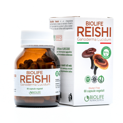 Biolife Reishi - tit. 50% - Rafforza il Sistema Immunitario e Combatte le Infiammazioni - 60 cps
