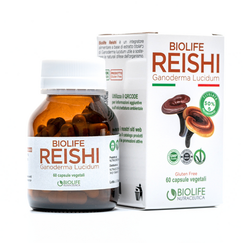 Biolife Reishi | 60 capsule da 500mg | NUOVO REISHI TITOLATO 50% in POLISACCARIDI | Ganoderma lucidum di qualità | Prodotto VEGANOK |