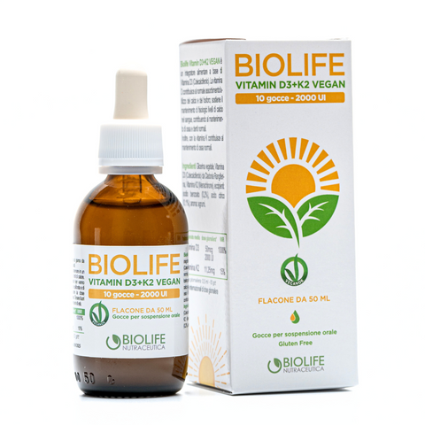 Biolife Vitamin D3+K2 VEGAN | Vitamina D3 in gocce | Gocce 2000 UI ad alto dosaggio | Migliora le difese immunitarie, le ossa e i muscoli