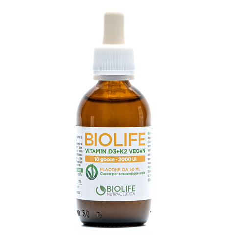 Biolife Vitamin D3+K2 VEGAN | Vitamina D3 in gocce | Gocce 2000 UI ad alto dosaggio | Migliora le difese immunitarie, le ossa e i muscoli