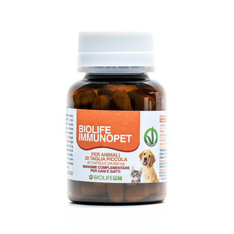 Biolife Immunopet | 60 capsule per Taglia Piccola | A base di Shiitake, Reishi titolato 50% e Cordyceps