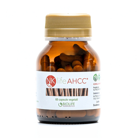 NKlife AHCC® 60 capsule da 600mg | Certificato AHCC Authentic® | Supporto Sistema immunitario | 100% estratto di Fungo Shiitake Lentinula Edodes | Prodotto VEGANOK