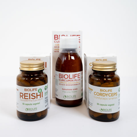 Biolife Kit03 – Sollievo Naturale per Sindrome Premestruale con Curcumin Plus, Reishi e Cordyceps