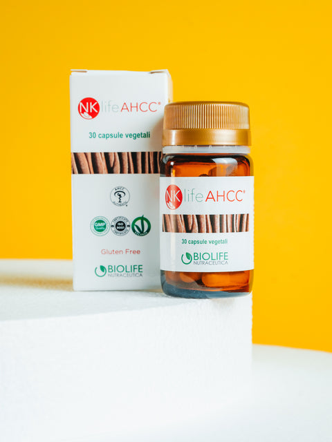 NKlife AHCC 30 cps 600mg - Estratto Shiitake Certificato AHCC Authentic - Supporto Immunitario