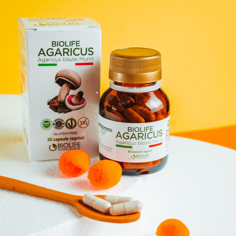 Agaricus blazei murrill | 60 capsule da 500mg | Supporto Sistema immunitario| Titolato 10% in polisaccaridi | Prodotto VEGANOK