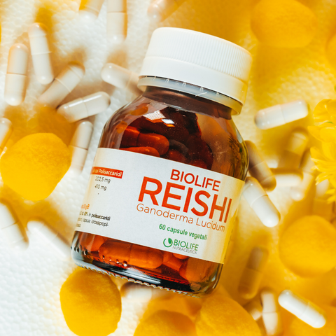 Biolife Reishi | 60 capsule da 500mg | NUOVO REISHI TITOLATO 50% in POLISACCARIDI | Ganoderma lucidum di qualità | Prodotto VEGANOK |