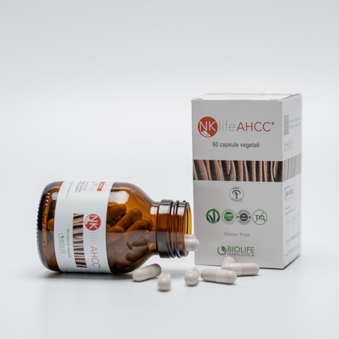 NKlife AHCC® 60 capsule da 600mg | Certificato AHCC Authentic® | Supporto Sistema immunitario | 100% estratto di Fungo Shiitake Lentinula Edodes | Prodotto VEGANOK