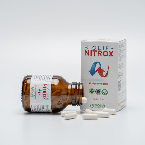 Biolife Nitrox | 60 capsule vegetali da 550 mg | Integratore di L-Arginina e Maca Aumenta le prestazioni VASODILATATORE
