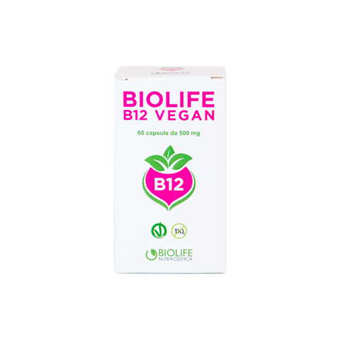Biolife B 12 Vegan – Integratore Alimentare a Base di Vitamina B12 Vegana – 60 cps da 500 mg
