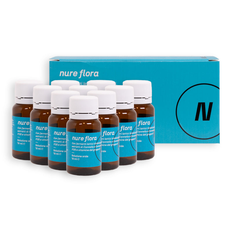 Nure Flora 10 Flaconcini da 10 ml - Equilibrio Intestinale Regolarità e Pancia Leggera
