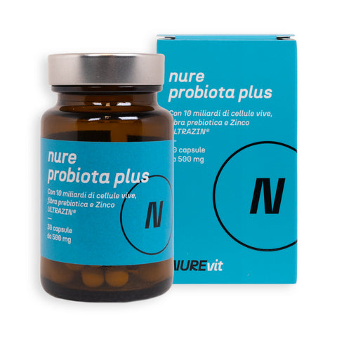 Nure Probiota Plus - Integratore Probiotico per l'Equilibrio Intestinale | 30 Capsule da 500 mg