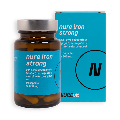 NURE Iron Strong Capsule 600 mg - Integratore di Ferro per Anemia e Stanchezza - 30 cps