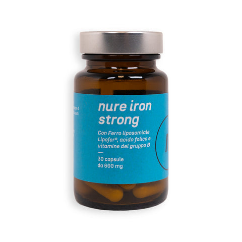 NURE Iron Strong Capsule 600 mg - Integratore di Ferro per Anemia e Stanchezza - 30 cps