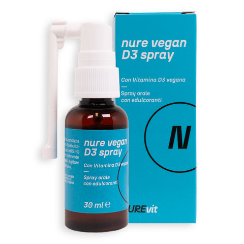 NURE D3 Vegan Spray - Soluzione Orale 30 ml | Vitamina D3 Vegetale per Ossa e Immunità