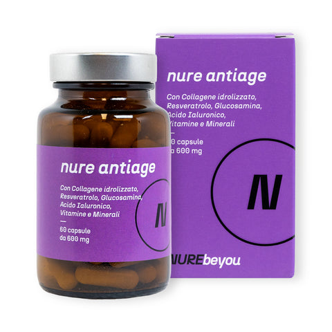 NURE Antiage 60cps | Integratore Anti-invecchiamento con Collagene e Acido Ialuronico