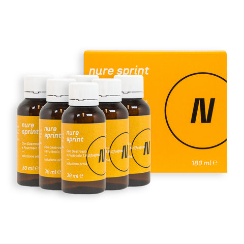 NURE Sprint Soluzione Orale - 6 Flaconcini da 30 ml | Energia Rapida per lo Sprint Finale