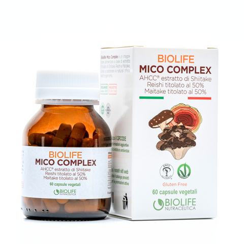 Biolife Mico Complex 60 capsule da 500 mg | AHCC Authentic®, Reishi titolato al 50%  e Maitake titolato al 50% | Potente supporto micoterapico