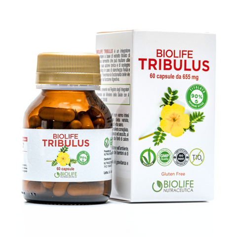 Biolife Tribulus Terrestris | 60 capsule da 655 mg | Titolato 90% SAPONINE ATTIVE | Prodotto VEGANOK