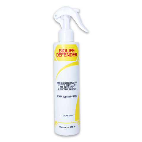 BIOLIFE DEFENDER | Lozione Spray protettiva ad uso umano| Rimedio naturale ad azione repellente contro tutti i tipi di insetti e zanzare