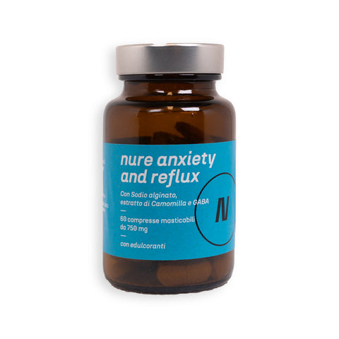 NURE Anxiety and Reflux - 60 Compresse Masticabili da 750 mg | Rilassamento Mentale e Benessere Gastrico