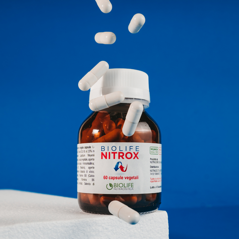 Biolife Nitrox | 60 capsule vegetali da 550 mg | Integratore di L-Arginina e Maca Aumenta le prestazioni VASODILATATORE