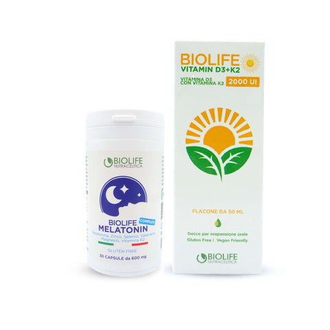 PacchettoGiorno e Notte Biolife Melatonin Complex + Biolife Vitamin D3+K2 | Rafforza il tuo benessere psicofisico